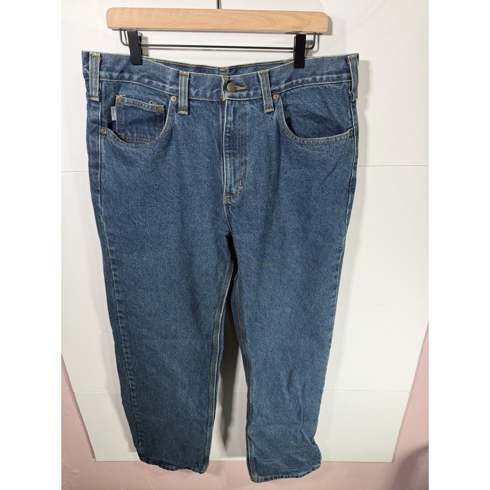 Carhartt B450-DVB Relaxed Fit Jeans Mens 36x30 Blue Denim Workwear - Picture 2 of 5